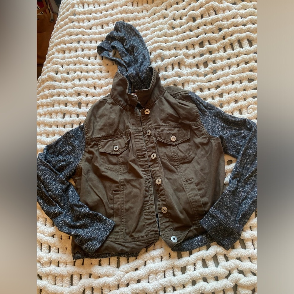 l.e.i. cargo jacket size m green grey